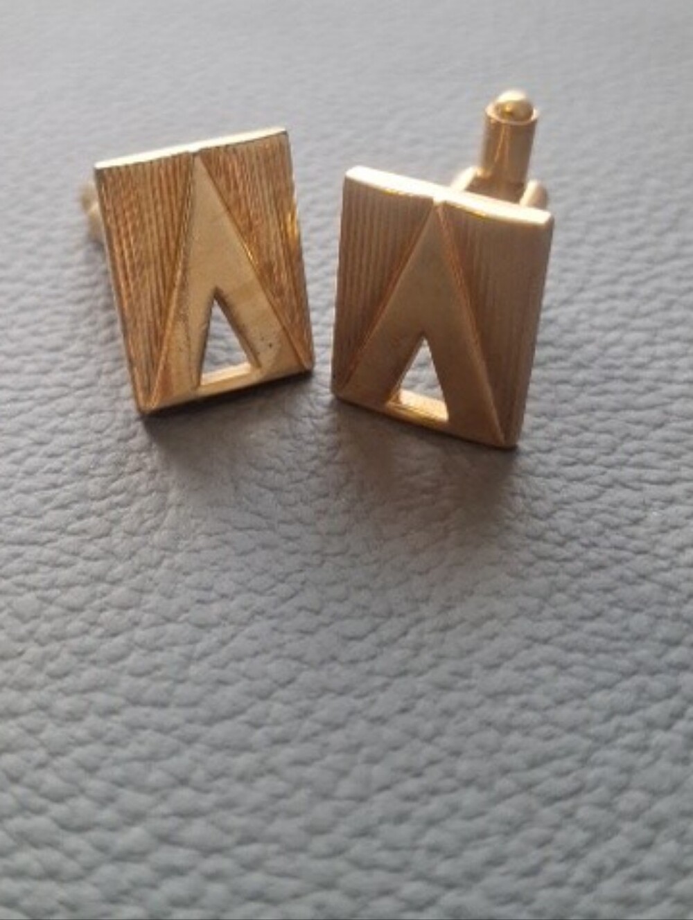SWANK Gold Tone Triangular Accent Rectangular Cufflinks